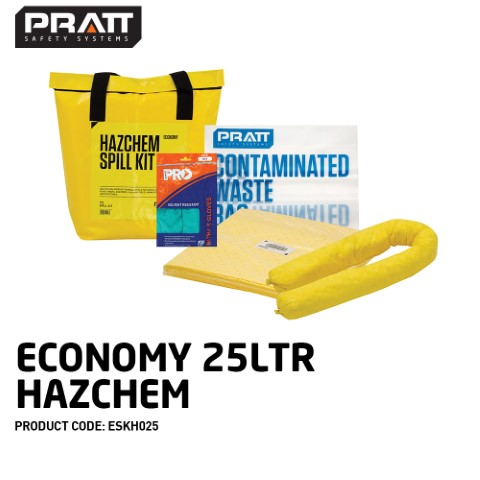 PRATT SPILL KIT ECONOMY 25LTR HAZCHEM YELLOW BAG